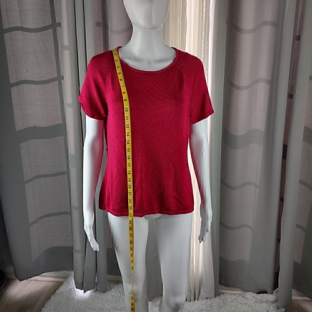 Jones New York Collection Womens Pullover Ruby, Burgundy Short Sleeve Top Size L - Picture 5 of 10